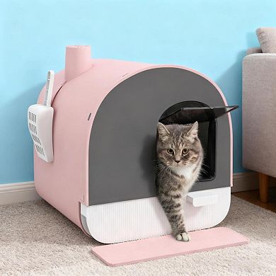 ELEMENT ACE Enclosed Cat Litter Box with Lid, Scoop, and Odor-Control Filter for Small Cats