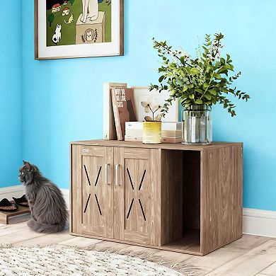 ELEMENT ACE Cat Washroom Enclosure Side Table with Scratching Board