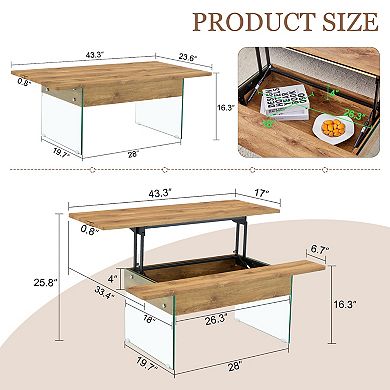 Wood Multifunctional Lift Top Coffee Table