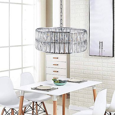 ELEMENT ACE Semi Flush Mount Crystal Chandelier with Multiple Tiers for Elegant Lighting