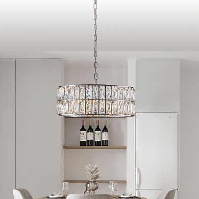 ELEMENT ACE Semi Flush Mount Crystal Chandelier with Multiple Tiers for Elegant Lighting