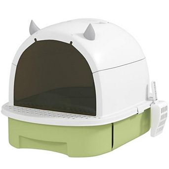 ELEMENT ACE Enclosed Cat Litter Box with Deodorizing System and Bottom Drawer for Easy Cleaning