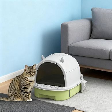 ELEMENT ACE Enclosed Cat Litter Box with Deodorizing System and Bottom Drawer for Easy Cleaning