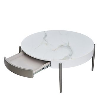 Modern Round Coffee Table with Drawers