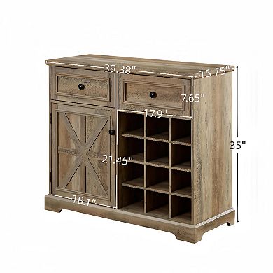 Wine Bar Cabinet Liquor Cabinet with 2 Drawers