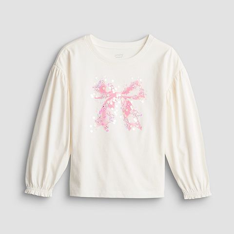 Girls 4-12 Jumping Beans Детская футболка с длинным рукавом Jumping Beans с пайетками и рюшами