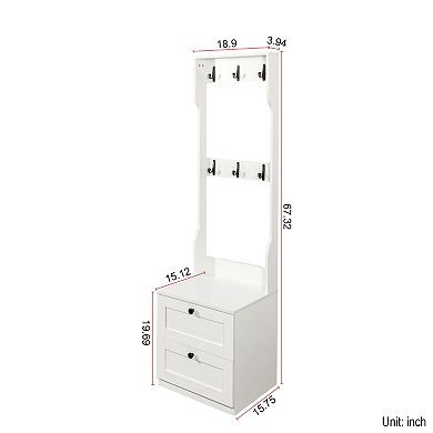 Wood 2-in-1 Coat Rack Entryway Storage Organizer