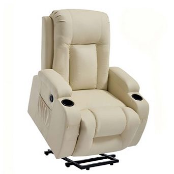PU Leather Power Lift Recliner Chair Heavy Duty Motion w/ 8-Point Vibration Massage and Heat & USB