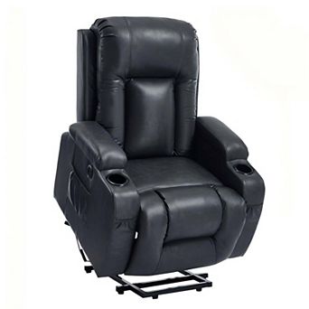 PU Leather Power Lift Recliner Chair Heavy Duty Motion w/ 8-Point Vibration Massage and Heat & USB