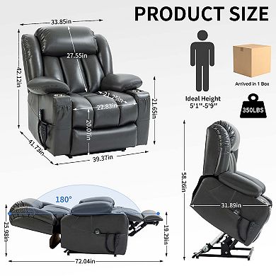 Power Lift Recliner Chair Motion Mechanism with 8 Point Vibration Massage and Heating & Cup Holders