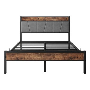 Bed Frame with Storage Headboard and Charging Station