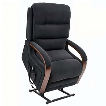 350 LBS Power Lift Recliner Chenille Chair Dual Motor with Solid Wood Armrests and Heat Massage