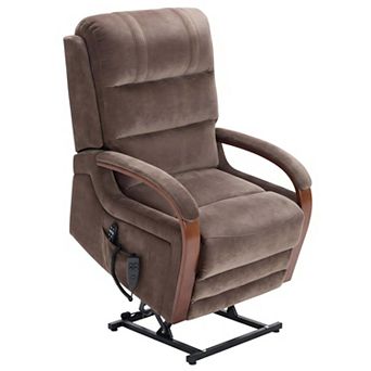 350 LBS Power Lift Recliner Chenille Chair Dual Motor with Solid Wood Armrests and Heat Massage