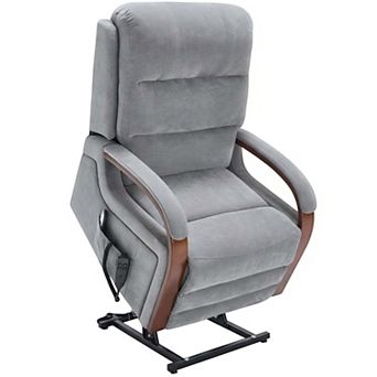 350 LBS Power Lift Recliner Chenille Chair Dual Motor with Solid Wood Armrests and Heat Massage