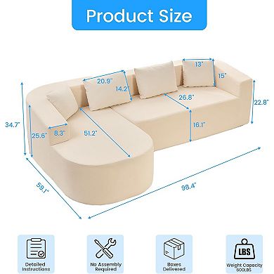 98" L Shaped Sectional Couches for Living Room