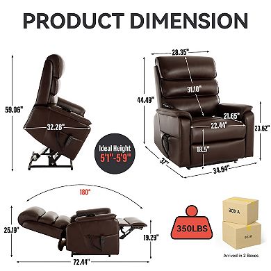 Motor Infinite Position Lift Recliner Chair with Power-Remote and Heat Massage
