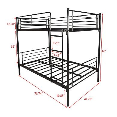 Twin over Twin Bunk Bed Metal Frame with Ladder