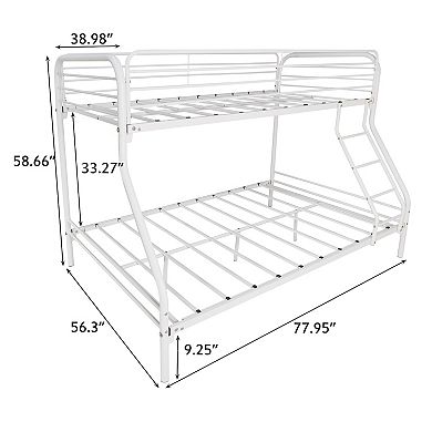 Twin-Over-Full Metal Bunk Bed with Enhanced Upper-Level Guardrail