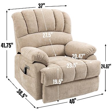 High Back Large Size Chenille Power Lift Recliner Chair with Vibration Massage and Lumbar Heating