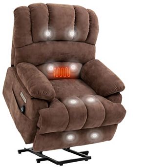 High Back Large Size Chenille Power Lift Recliner Chair with Vibration Massage and Lumbar Heating