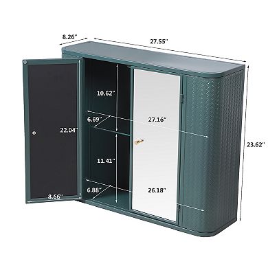 2 Mirrored Doors Wall-Mounted Bathroom Cabinet