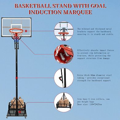 ELEMENT ACE Portable Height-Adjustable Basketball Hoop System with Rebound Backboard