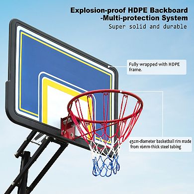 ELEMENT ACE Professional Adjustable Height Portable Basketball Hoop System with Rebound Board