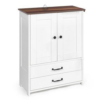 ELEMENT ACE Double Door Pet Feeding Station with Adjustable Bowls and Storage Drawers