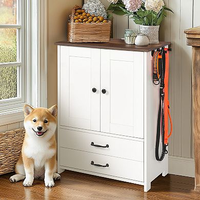 ELEMENT ACE Double Door Pet Feeding Station with Adjustable Bowls and Storage Drawers