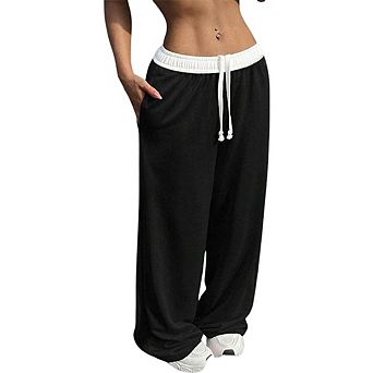 Women's Wide Leg Drawstring Sweatpants High-Waisted Soft Lounge Casual Pants
