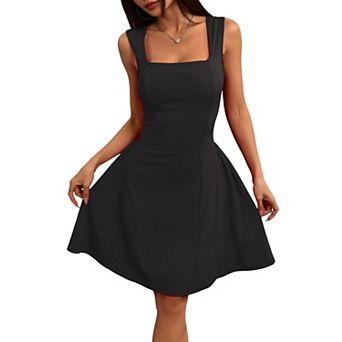 Women's Summer Dresses Backless Fit & Flare Dress Sleeveless Mini Dress for Casual Wear