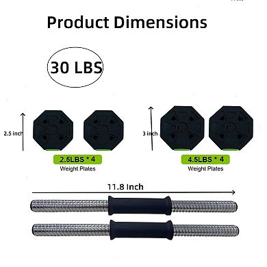 2 in 1 Multi-Functional Design, Adjustable Dumbbell Weights Set, 30 LBS 15-Piece Comprehensive Set