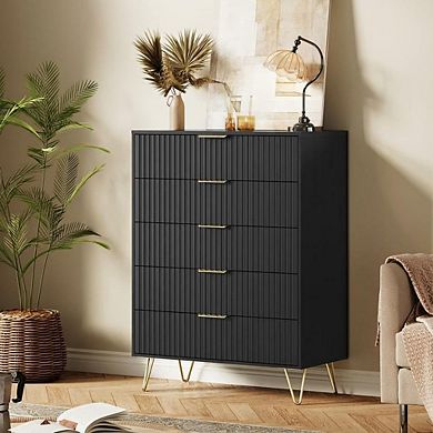 ANIXOL 5-Drawer Fluted Bedroom Dresser