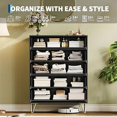 ANIXOL 5-Drawer Fluted Bedroom Dresser