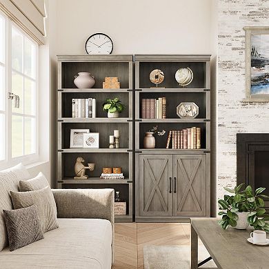ANIXOL 5-Tier Bookcase with Cabinet Storage