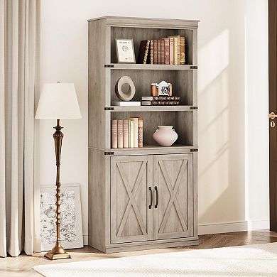 ANIXOL 5-Tier Bookcase with Cabinet Storage