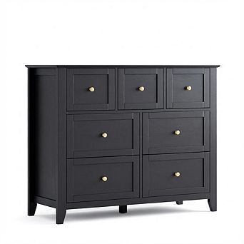 ANIXOL 7 Drawers Dresser for Bedroom, Farmhouse Wood