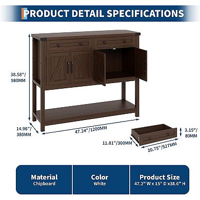 ANIXOL 47" Farmhouse Buffet Cabinet