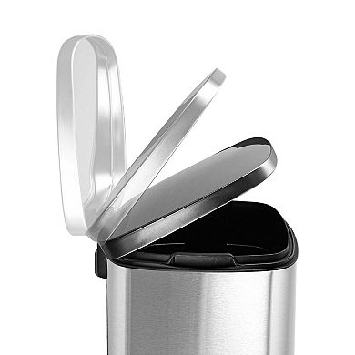 Ninestars Rectangular 13-Gallon Stainless Steel Step-On Trash Can