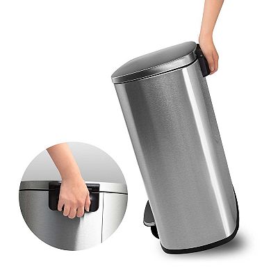 Ninestars Rectangular 13-Gallon Stainless Steel Step-On Trash Can