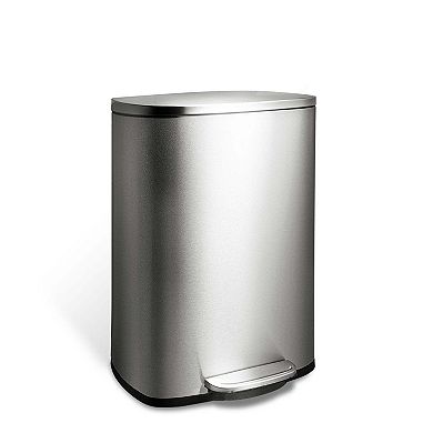 Ninestars Rectangular 13-Gallon Stainless Steel Step-On Trash Can