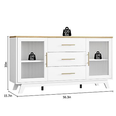 ANIXOL 36” Fluted Glass Buffet Cabinet