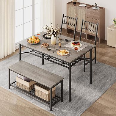 ANIXOL 4-Piece Dining Set with Bench Storage