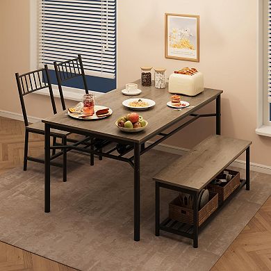 ANIXOL 4-Piece Dining Set with Bench Storage