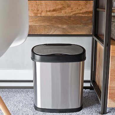 Ninestars Modern Oval 3-Gallon Stainless Steel Motion Sensor Trash Can