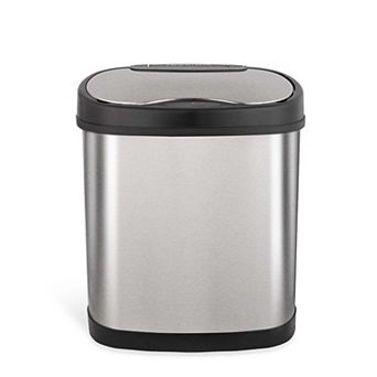 Ninestars Modern Oval 3-Gallon Stainless Steel Motion Sensor Trash Can