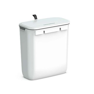 Ninestars Countertop 1.8-Gallon White Plastic Countertop Compost Trash Can