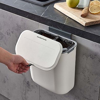 Ninestars Countertop 1.8-Gallon White Plastic Countertop Compost Trash Can