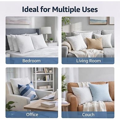 CASAFOYER Throw Pillow Inserts (18x18 Inch- Set of 4) Easy Maintenance Fluffy Inserts for Comfort