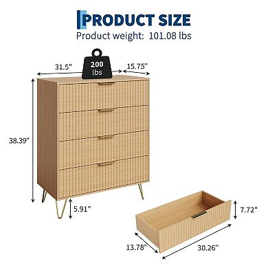 ANIXOL 4-Drawer Fluted Tall Dresser